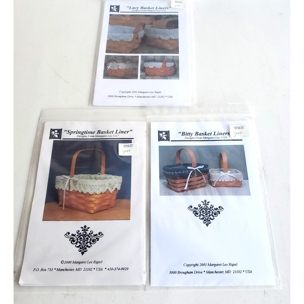 Lot of 3 Basket‎ Weaving Patterns Bitty Basketball Liners Lacy Margaret Lee